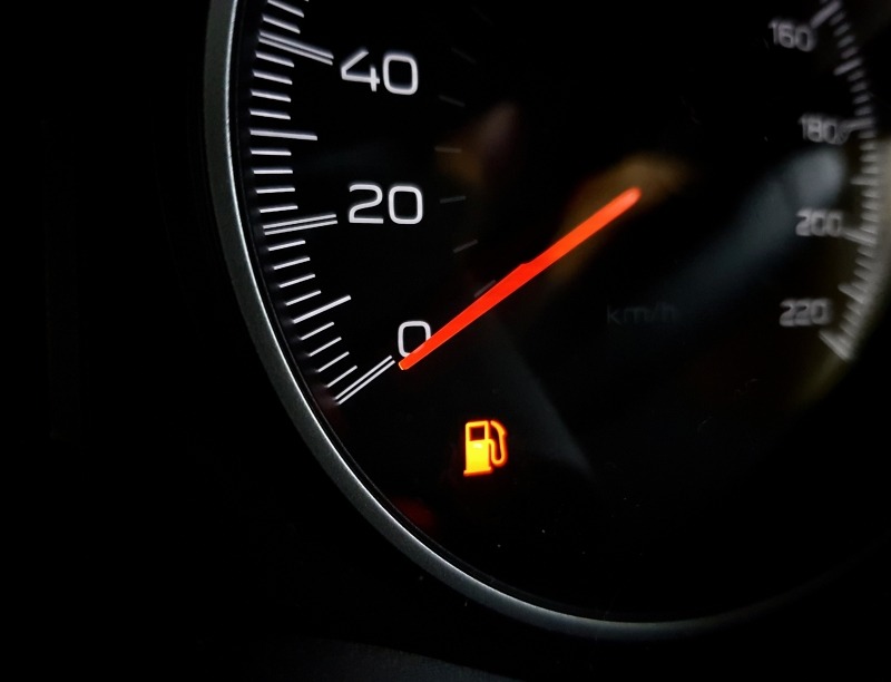 car dash showing petrol light on empty, like when you have adhd burnout