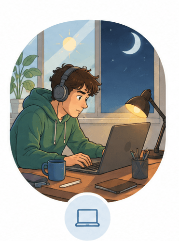 working late and does not know what time it is due to time blindness