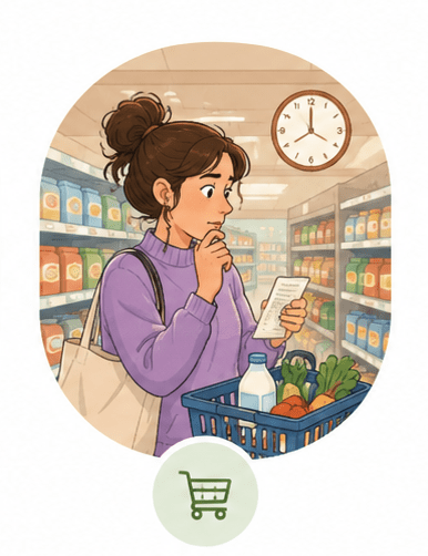 forgot what she was buying from the shops time blindness