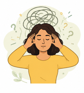 Woman feeling overwhelmed by racing thoughts